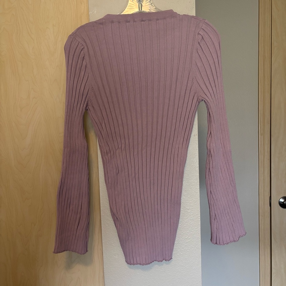 Legoe Heritage Women Maternity S LongSleeve Mushroom Pink Ribbed Stretch Sweater - Picture 6 of 8